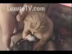 This golden-haired bestial can't survive without devouring her 10-pound dog.